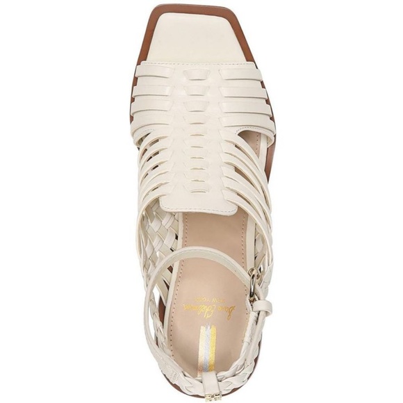 Sam Edelman Ivory Holland Leather Square-toe Huarache Heels Size 7 - Picture 14 of 14